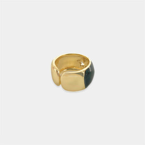 Gold Plated CZ Star Enamel Ring in Black