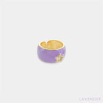 Load image into Gallery viewer, Gold Plated CZ Star Enamel Ring in Lavender
