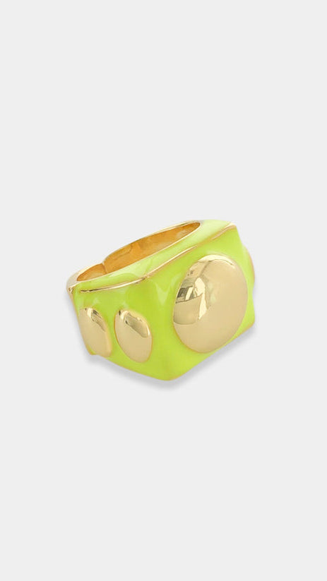 Gold Plated Yellow Enamel Signet Ring