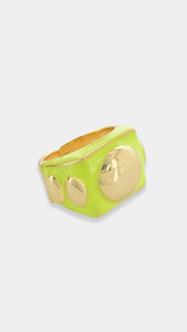 Gold Plated Yellow Enamel Signet Ring