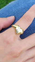 Load image into Gallery viewer, Gold Plated Heart Signet Ring
