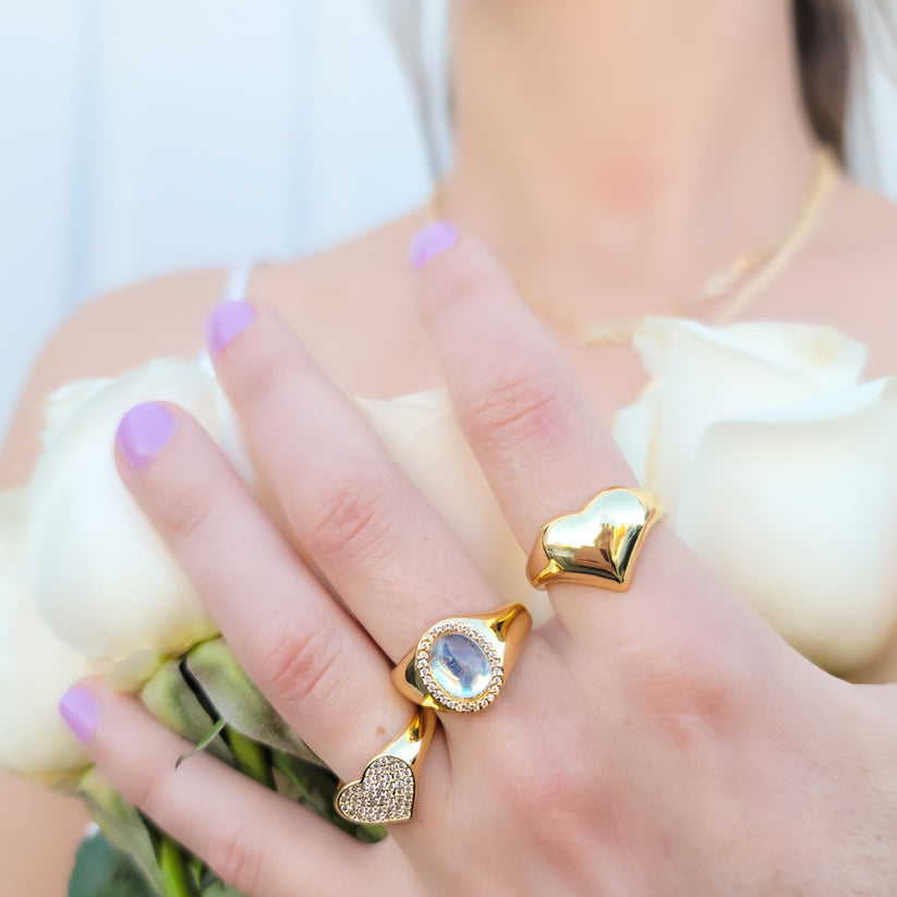 Gold Plated Heart Signet Ring