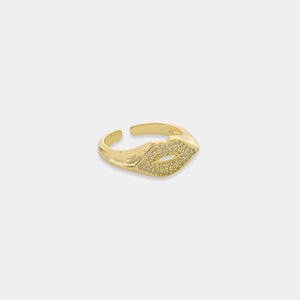 Gold Plated CZ Lips Ring in Clear