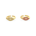 Load image into Gallery viewer, Gold Plated CZ Lips Ring in Clear
