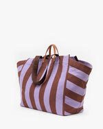 Load image into Gallery viewer, La Côte Tote in Jacaranda/Hazelnut Canvas Stripe
