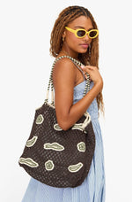 Load image into Gallery viewer, L'Été Tote in Chocolate Multi Applique

