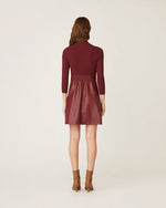 Load image into Gallery viewer, Alexa Leather and Knit Dress in Bordeaux
