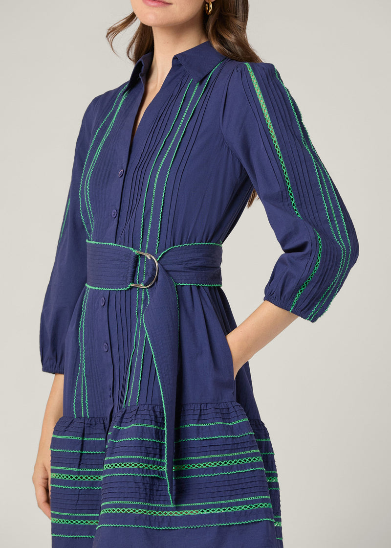 Towns Dress in Navy/Green