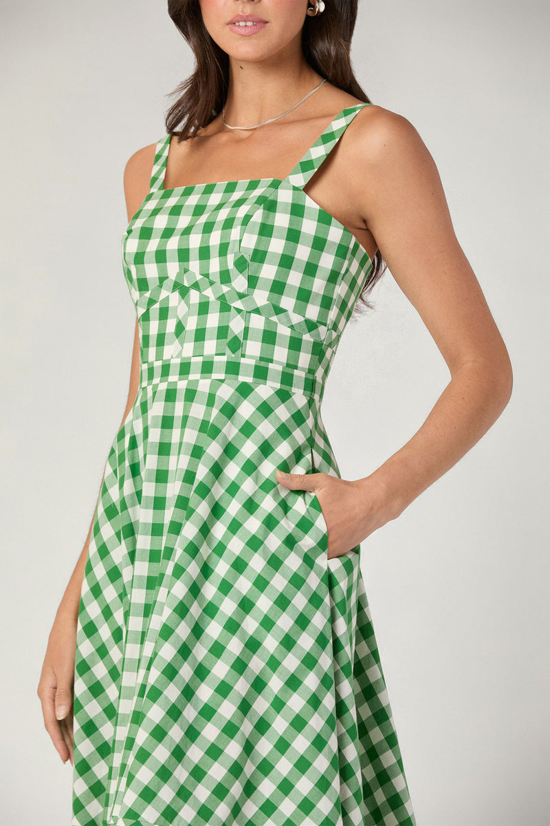 Kaydence Dress in Green/Ivory