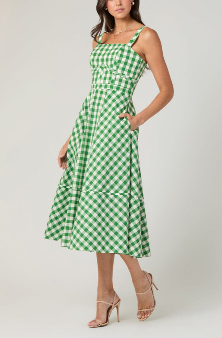 Kaydence Dress in Green/Ivory