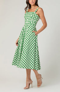 Kaydence Dress in Green/Ivory