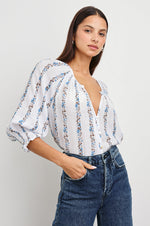 Load image into Gallery viewer, Mariah Top in Bluebell Stripe
