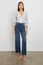 Load image into Gallery viewer, Mariah Top in Bluebell Stripe
