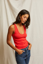 Load image into Gallery viewer, Maria Ribbed V-Neck Tank in Poppy Red
