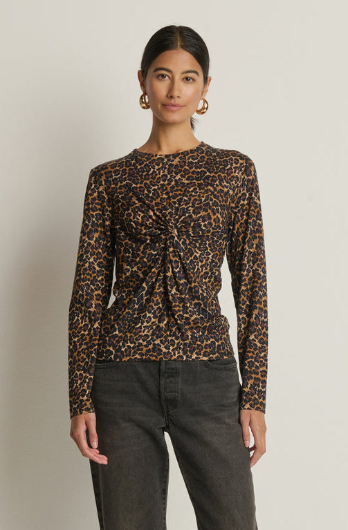 Marion Twist Front Tee in Winter Leopard