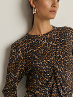Load image into Gallery viewer, Marion Twist Front Tee in Winter Leopard
