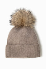 Load image into Gallery viewer, Knit Pom Pom Beanie in Taupe
