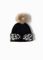 Load image into Gallery viewer, Boucle Leopard Ribbon Band Hat in Black
