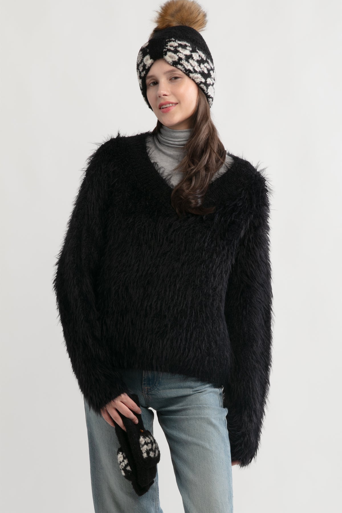 Boucle Leopard Ribbon Band Hat in Black