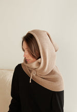 Load image into Gallery viewer, High Neck Hoodie Snood in Latte
