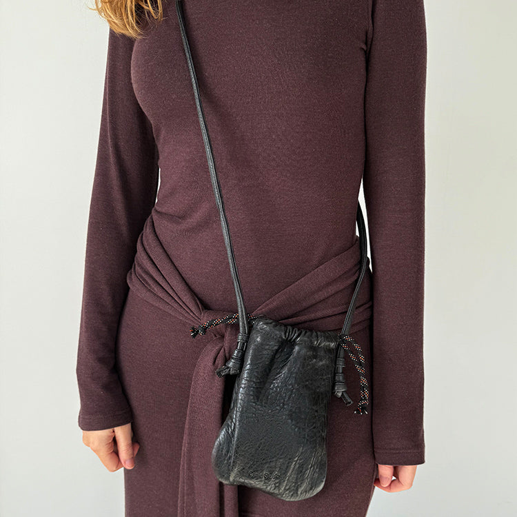 Milli Lamb Leather Bag in Bubble Black