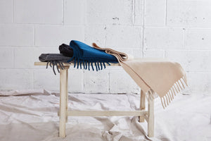 Solid Skinny Fringe Scarf in Denim