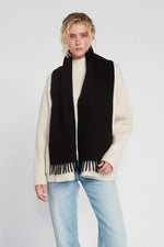 Load image into Gallery viewer, Solid Skinny Fringe Scarf in Black
