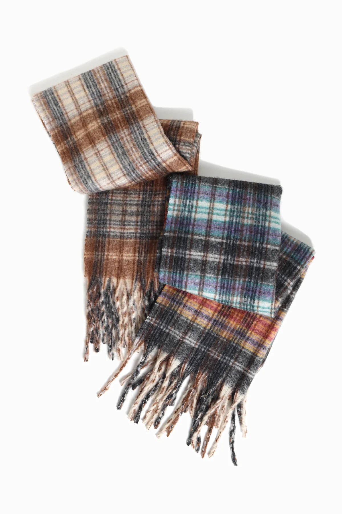 Pastel Plaid Grunge Scarf in Black