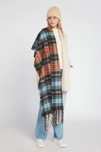 Pastel Plaid Grunge Scarf in Black