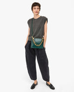Load image into Gallery viewer, Margot Double Sac Bretelle in Deep Pine Embossed Croco
