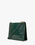 Load image into Gallery viewer, Margot Double Sac Bretelle in Deep Pine Embossed Croco
