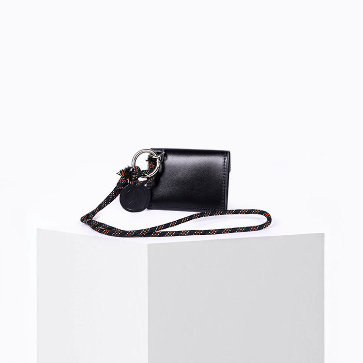Moni Calf Leather Wallet in Black