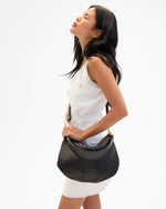 Load image into Gallery viewer, Moyen Messenger in Black Woven Zig-Zag
