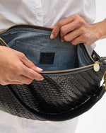 Load image into Gallery viewer, Moyen Messenger in Black Woven Zig-Zag
