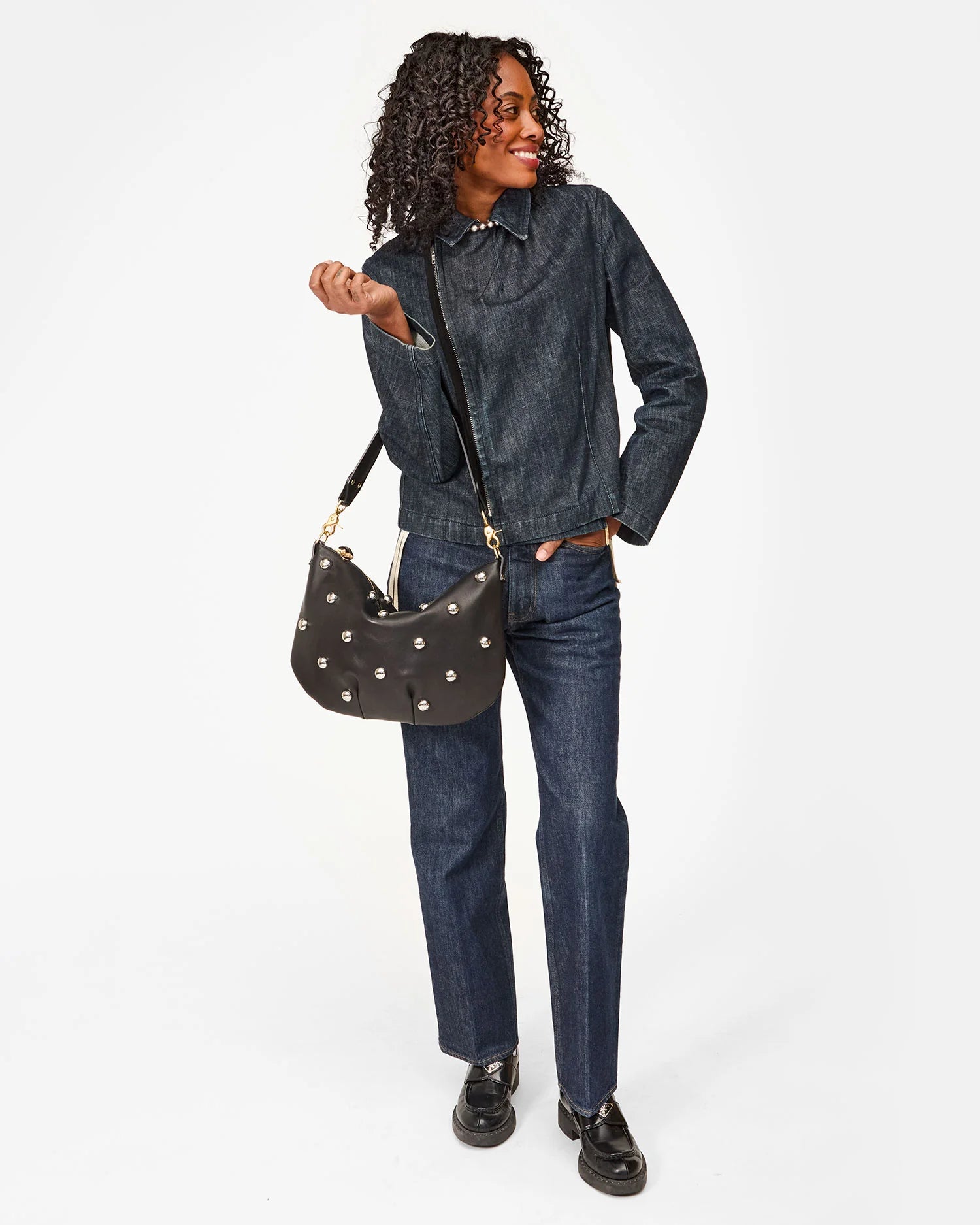 Moyen Messenger with Studs in Black