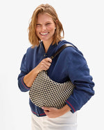 Load image into Gallery viewer, Moyen Messenger in Black &amp; Cream Woven Checker
