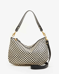 Moyen Messenger in Black & Cream Woven Checker