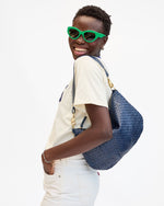 Load image into Gallery viewer, Moyen Messenger Bag in Bleu Marine Woven Checker
