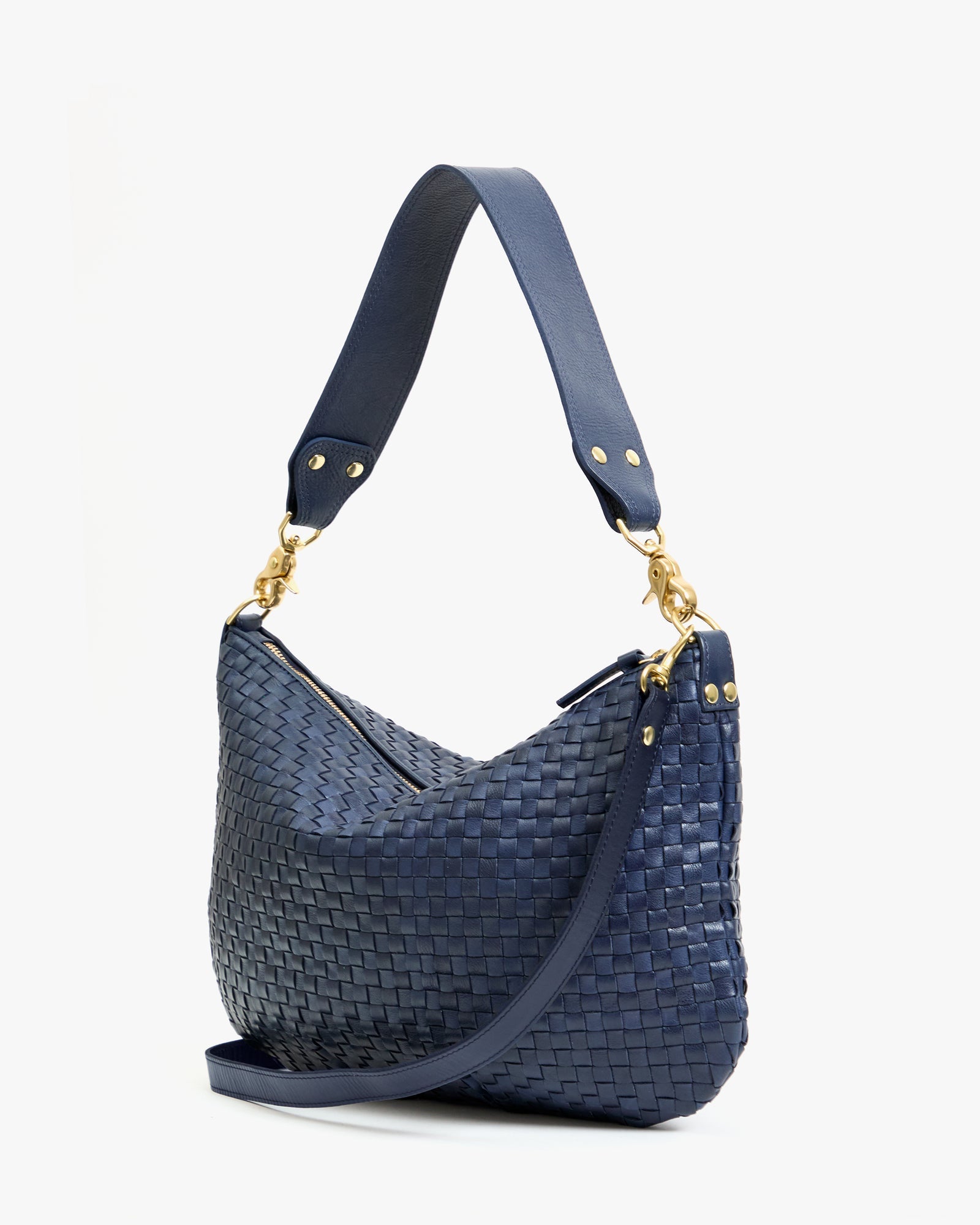 Moyen Messenger Bag in Bleu Marine Woven Checker