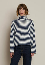 Load image into Gallery viewer, Neo Mock Neck T-Shirt in Seascape Stripe
