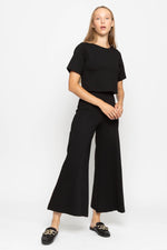 Load image into Gallery viewer, Ponte Knit Wide Leg Cropped Pant in Black
