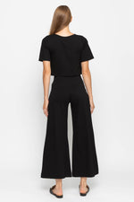 Load image into Gallery viewer, Ponte Knit Wide Leg Cropped Pant in Black
