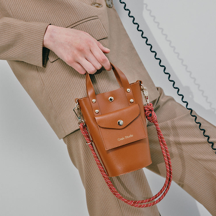 Nono Calf Leather Bag in Camel