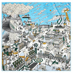 Load image into Gallery viewer, Dino&#39;s Mythical Dreamland Scarf in Blue/Green/Cream
