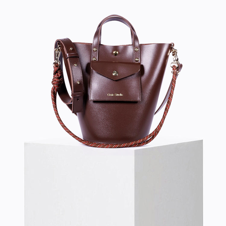 Notion Calf Leather Bag in Choco