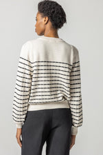 Load image into Gallery viewer, Full Sleeve Crewneck Sweater in Ivory with Black Stripe
