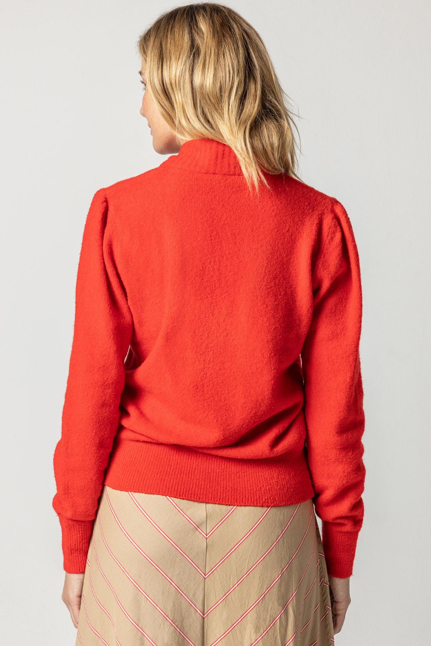 Long Sleeve V-Neck Sweater in Flame