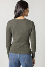 Load image into Gallery viewer, Waffle Henley Sweater in Moss
