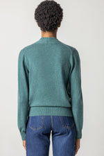 Load image into Gallery viewer, Long Sleeve Wrap Front Sweater in Deep Sea
