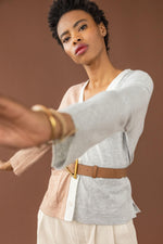 Load image into Gallery viewer, Pocket Cardigan Sweater in Heather Grey/Truffle
